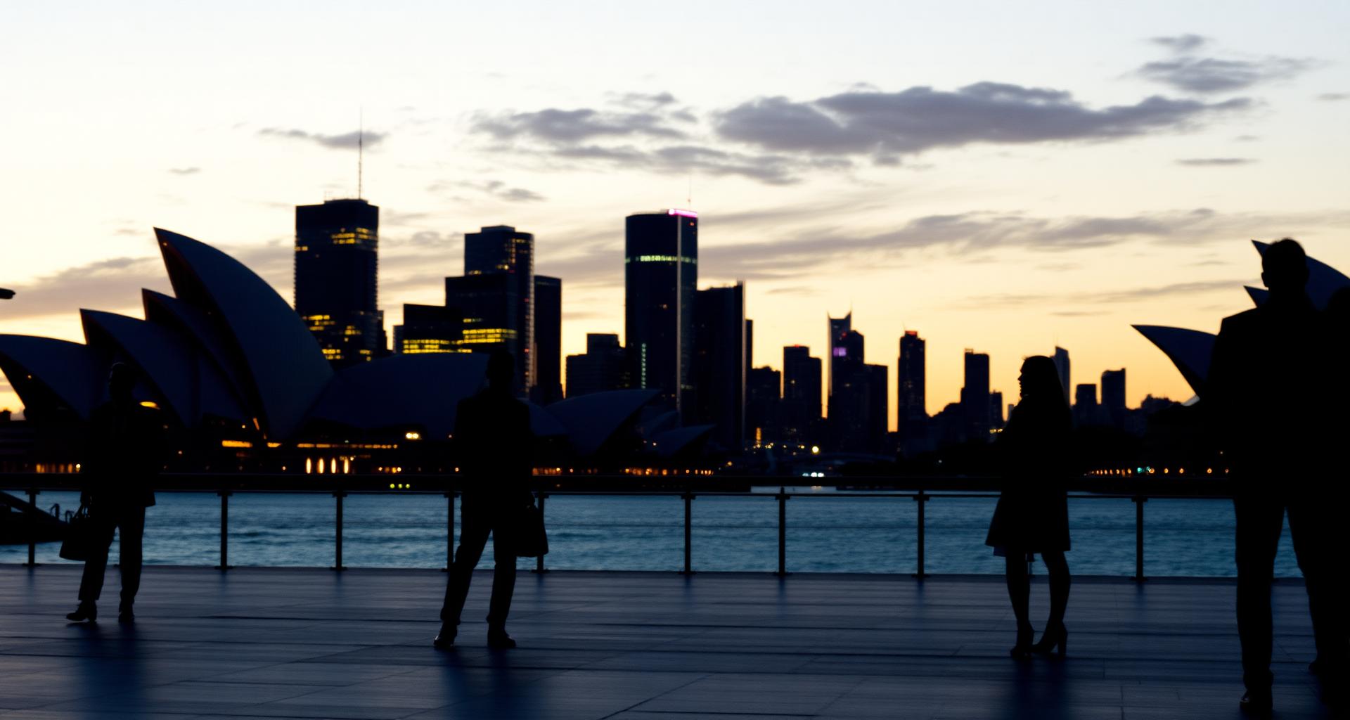 Sydney harbour skyline at golden hour