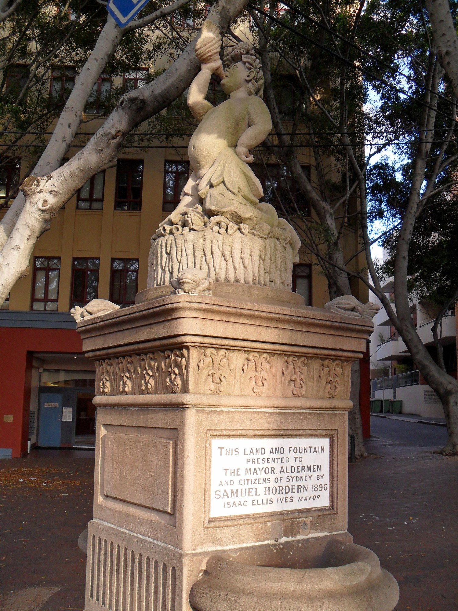Hordern_Fountain1 a statue in front of a building